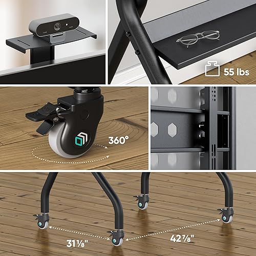 Miniatura 5 de ONKRON Soporte de TV móvil con ruedas para TV y pantalla de 60 a 120 pulgadas, soporte de TV resistente de hasta 331 libras, soporte de TV portátil