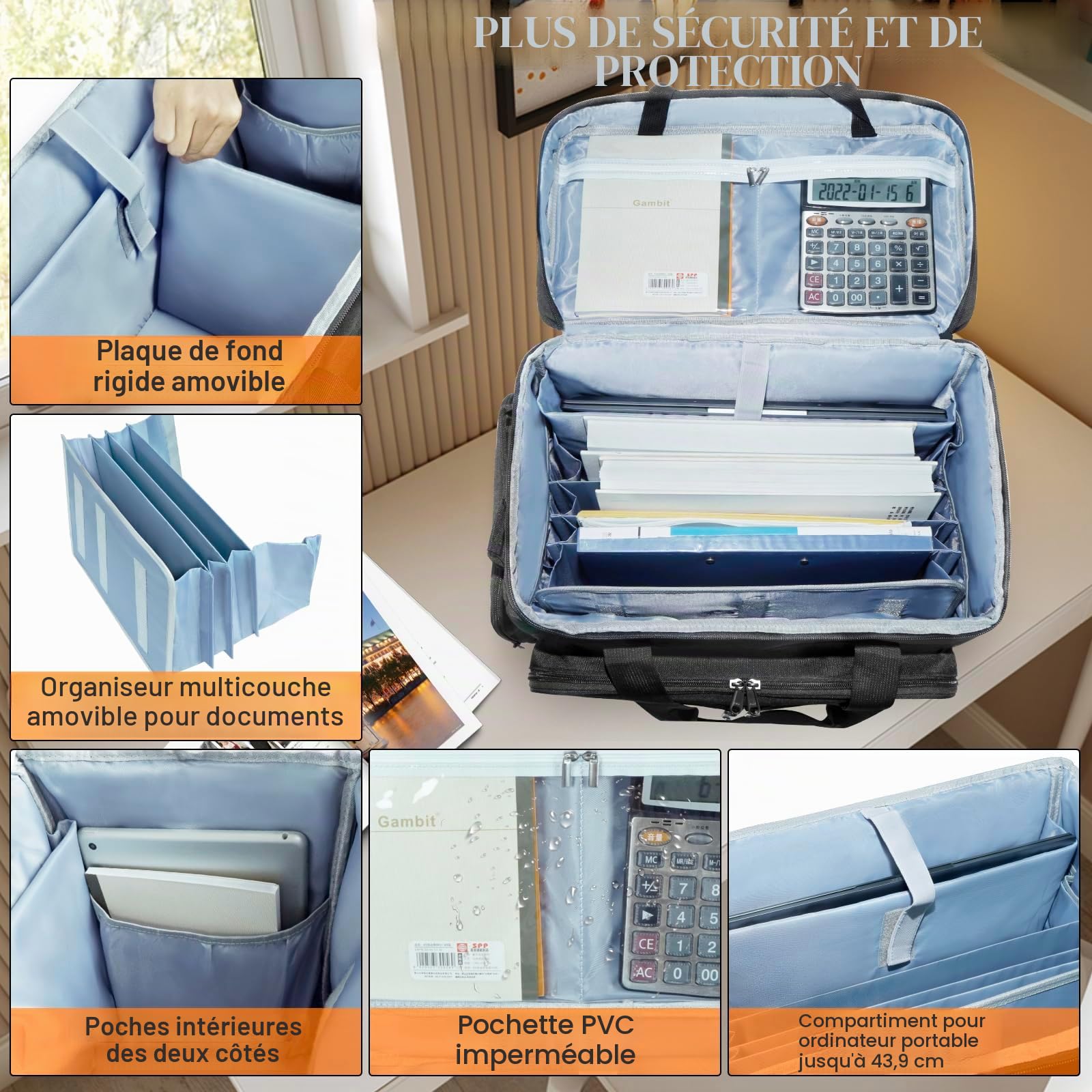 SUNDOY Rolling Insegnante, Sac de Travail pour Enseignants, avec Compartiment Extensible, pour Ordinateur Portable jusqu'à 17,3 Pouces, 42x23x35-ZM