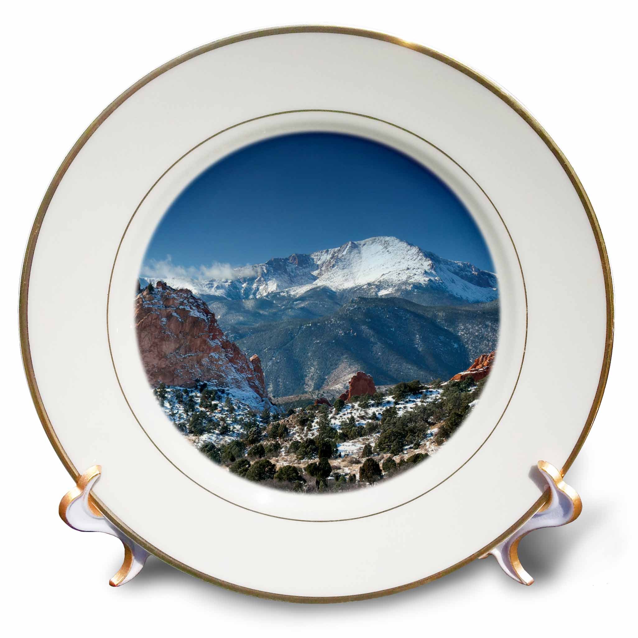 3dRose cp_38673_1 Colorado Mountains Pikes Peak-Porcelain Plate, 8-Inch