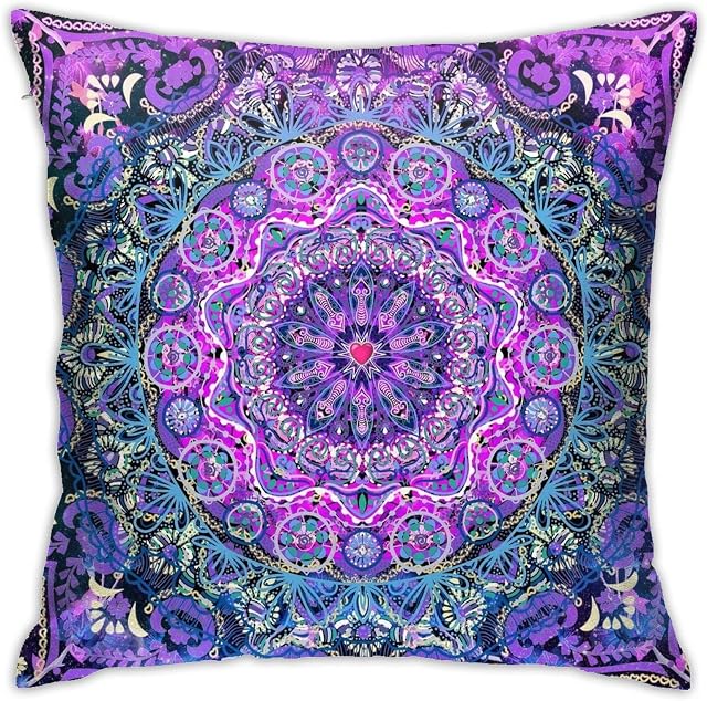 Xchinkl Boho Chic Bohemian Cosmic Love Mandala Retro Floral Bedroom Throw Pillow Covers Home Decorative Couch Sofa Square Cushion Pillow Case 18x18 In (220501)