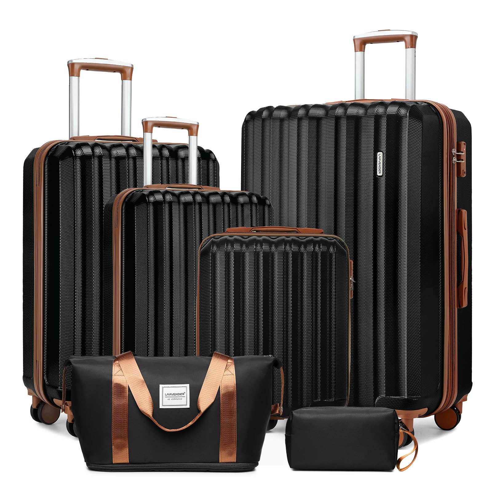 LARVENDER Luggage Set 6 Piece Large Suitcases with Wheels, Suitcase Set ABS Hard Shell Luggage Sets with Spinner Wheels, Carry On Luggage TSA Lock