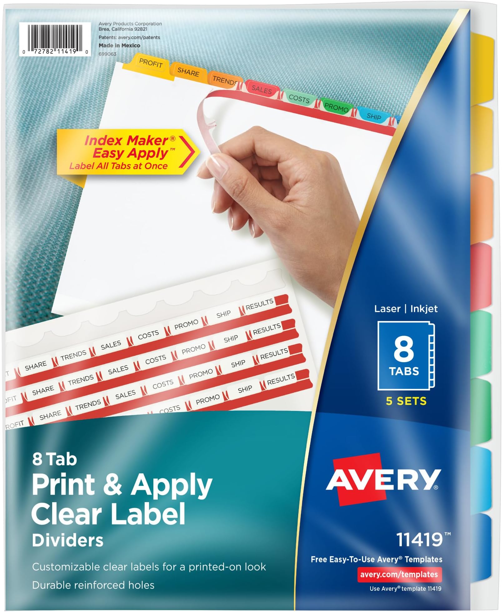 Avery Print & Apply Clear Label Tab Dividers, Index Maker