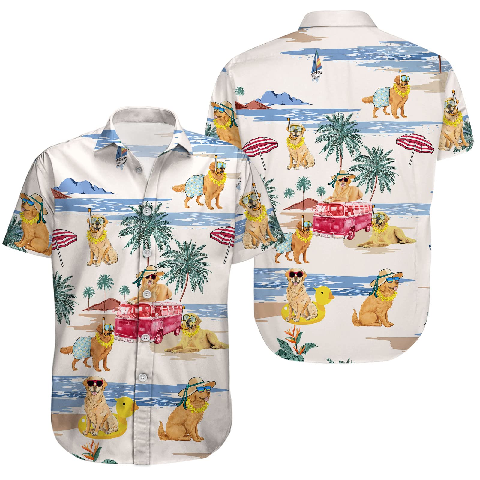 GEPOSChicken Print Hawaiian Shirt, Tropical Rooster Casual Button Shirt, Summer Gifts, Birthday Gifts