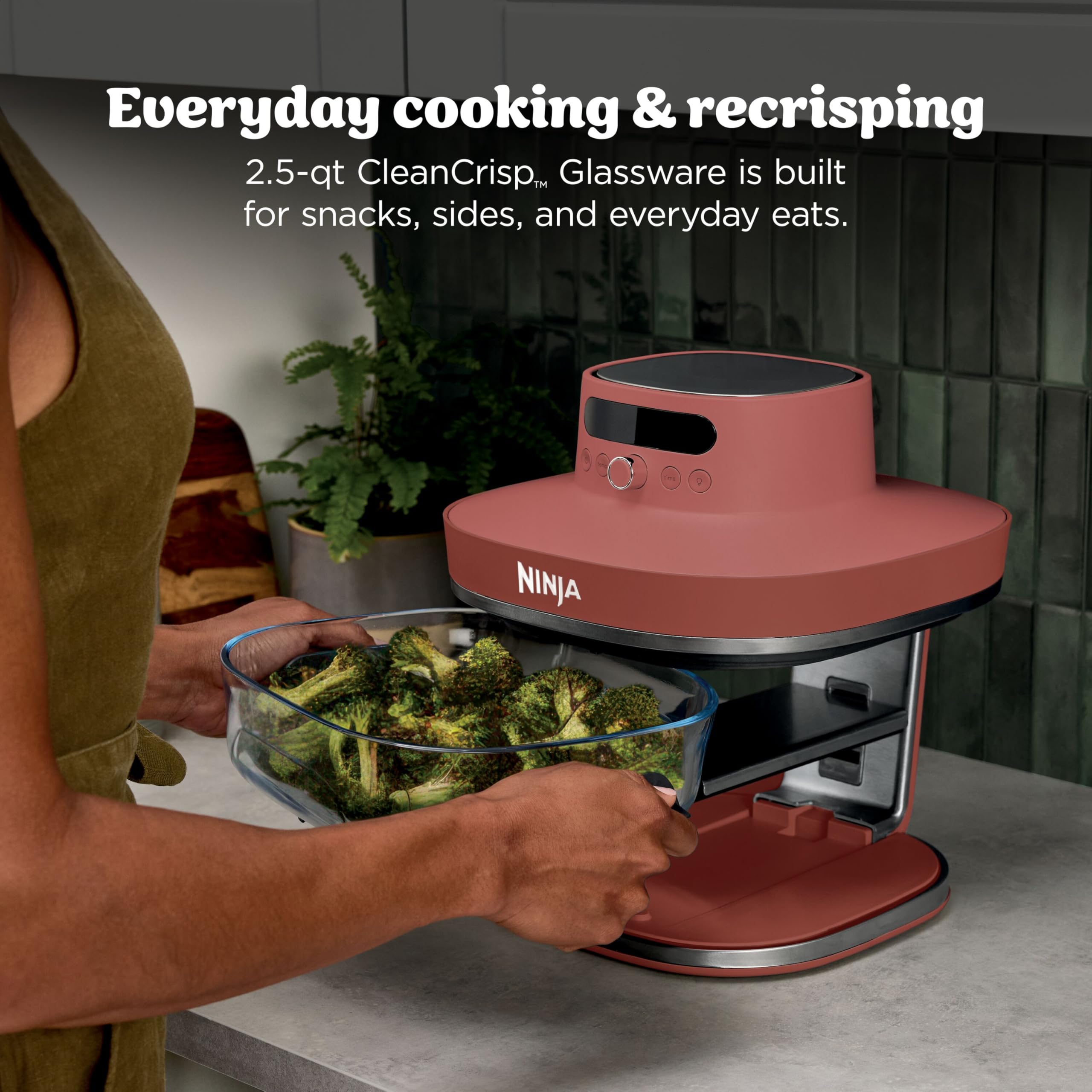 Ninja Crispi Pro Glass Air Fryer 6-in-1 Amber AS101OR | Max crisp air fry bake roast recrisp dehydrate 1800W 450F max 6Qt 2.5Qt containers product thumbnail 9