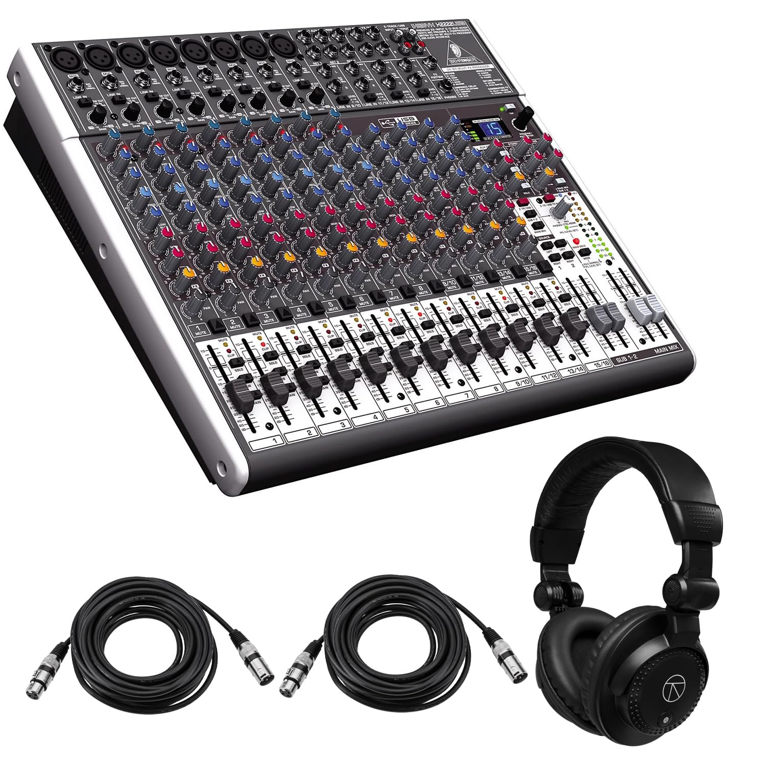XENYX X2222USB Premium 22-Input 2/2-Bus Mixer, Bundle with Turnstile Audio Studio Headpho…