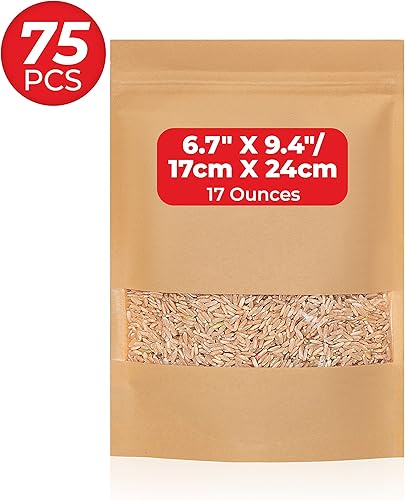 Miniatura 2 de 75 bolsas termosellables a granel para embalaje, bolsas de papel kraft de grado alimenticio con ventana, bolsas de papel encerado resellables para