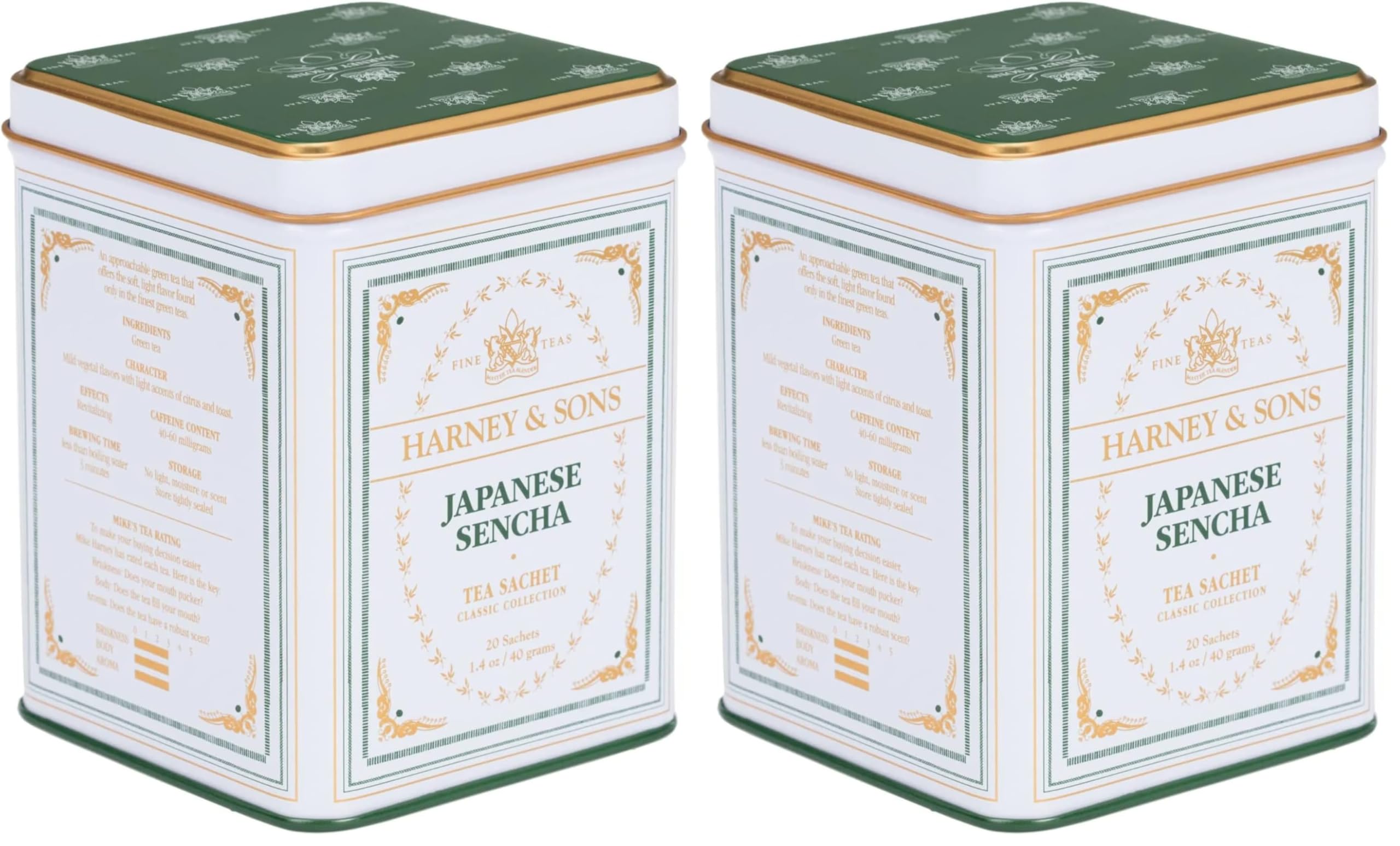 Harney & Sons Japanese Sencha Green Tea, 20 Sachets | Classic Collection (Pack of 2) 20 Count (Pack of 2)