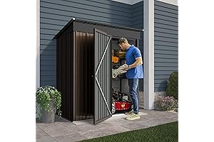 LEMBERI Patio Outdoor Storage Shed- 5 x 3 FT Waterproof Galvanized Steel Tool Storage Sheds