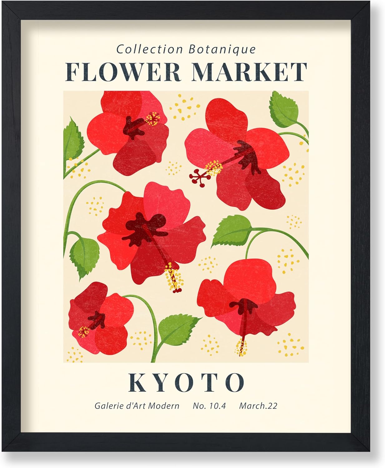 Poster Master Vintage Travel Poster - Retro Botanical Print - Gift for Artist, Florist - Flower Market, Kyoto, Hibiscus, Red, Floral, Spring - Wall Decor for Bedroom, Office, 18x24 Unframed Wall Art