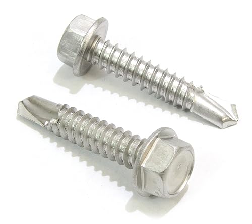 Miniatura 1 de Bolt Dropper Tornillos autorroscantes para metal  Tornillo de cabeza de arandela IndHex  Plata  M4.0.079 x 0.630 in  Cierre de metal  Tornillos de