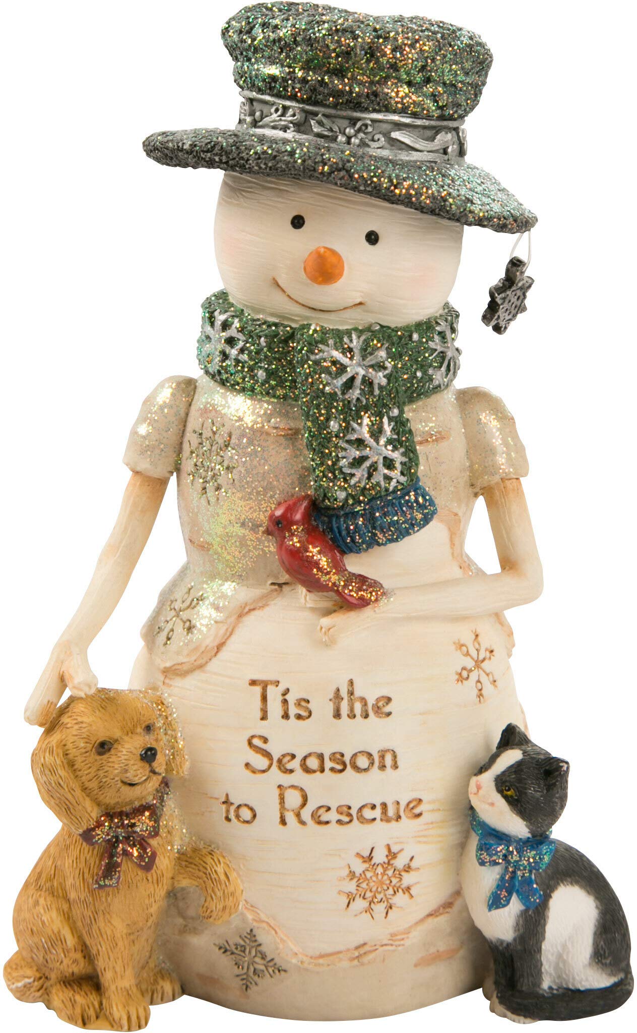 Pavilion Gift company The Warmth of Christmas is Friendship-10 cm Koleksiyon Ürünü Kardan Adam ve Mühür Heykelcik, Beyaz