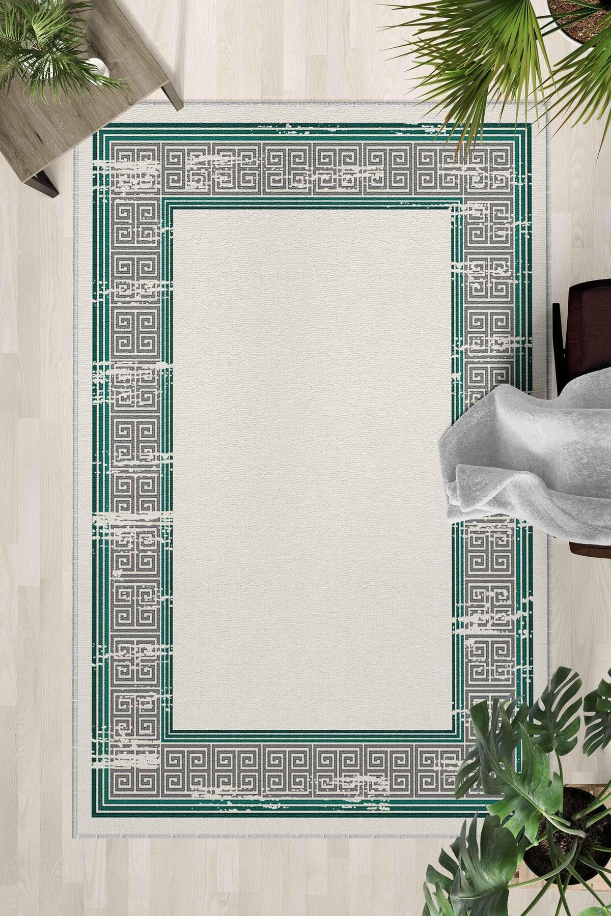 Monnhein Çok Renkli Halı 0061 - Yıkanabilir, Kaymaz Taban, Dijital Baskılı, Leke Tutmaz, İnce Hav, Modern Salon, Oturma Odası, Yatak Odası ve Mutfak için Dekoratif Halı