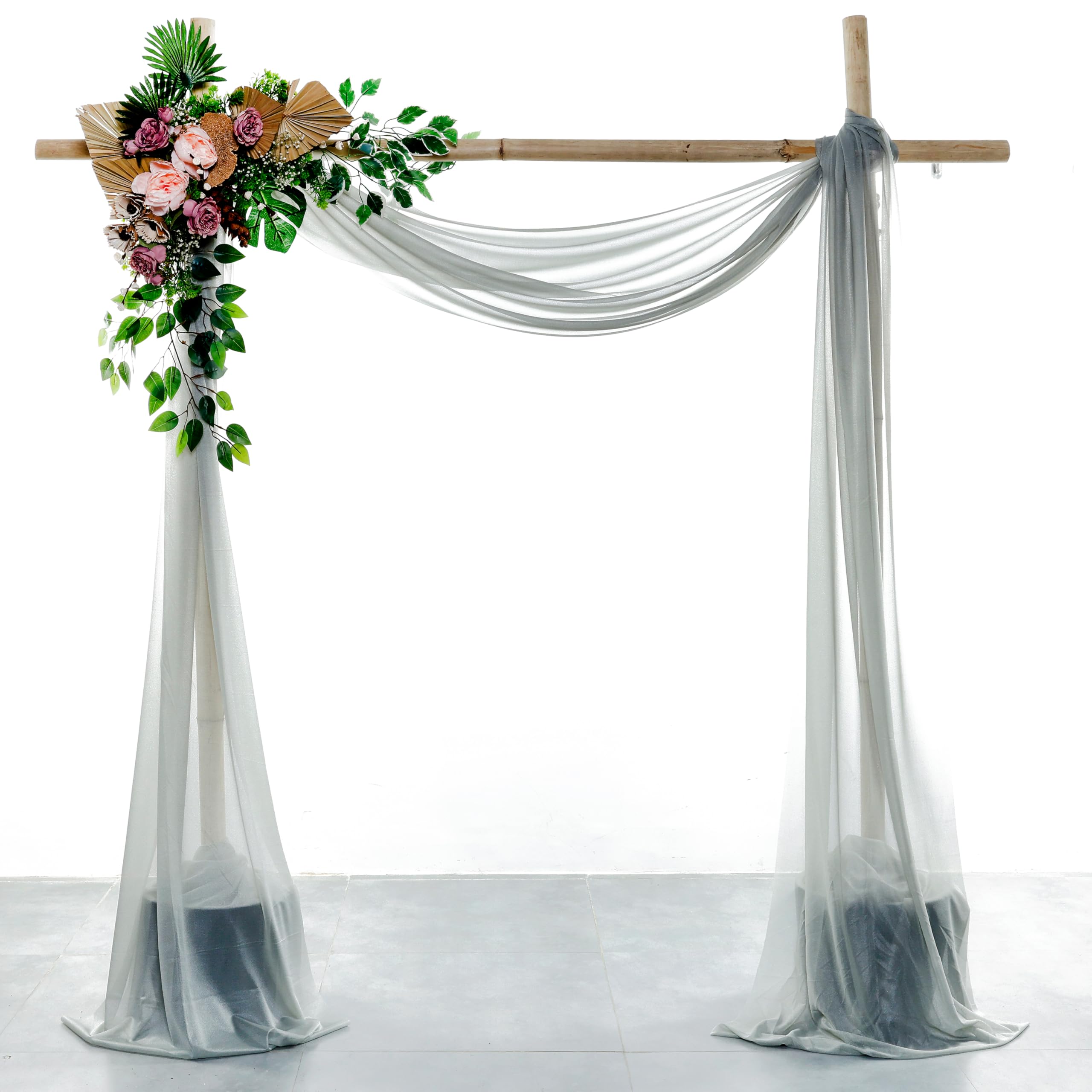 VDS Pack of 1 Panel (30 Inch X 50 Feet) Wedding Arch Draping Fabric Sheer Chiffon Fabric Drapery for Wedding Ceremony Reception Swag Backdrop Canopy Chuppah Arbo Altars Decoration (Grey) — image 1