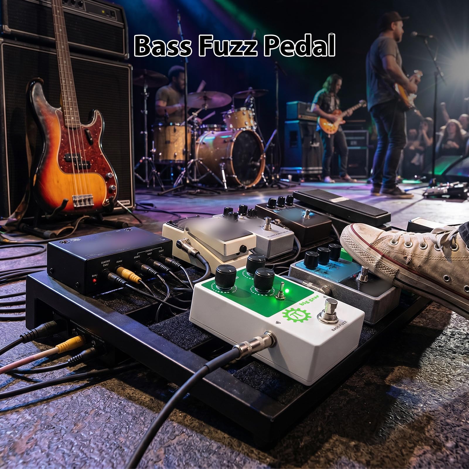 Cryfokt Pedał Efektów Fuzz Bass, Kultowe Brzmienie Big Muff, z Pokrętłami SUSTAIN TONE VOL do Występów na żywo, dla Gitary Basowej