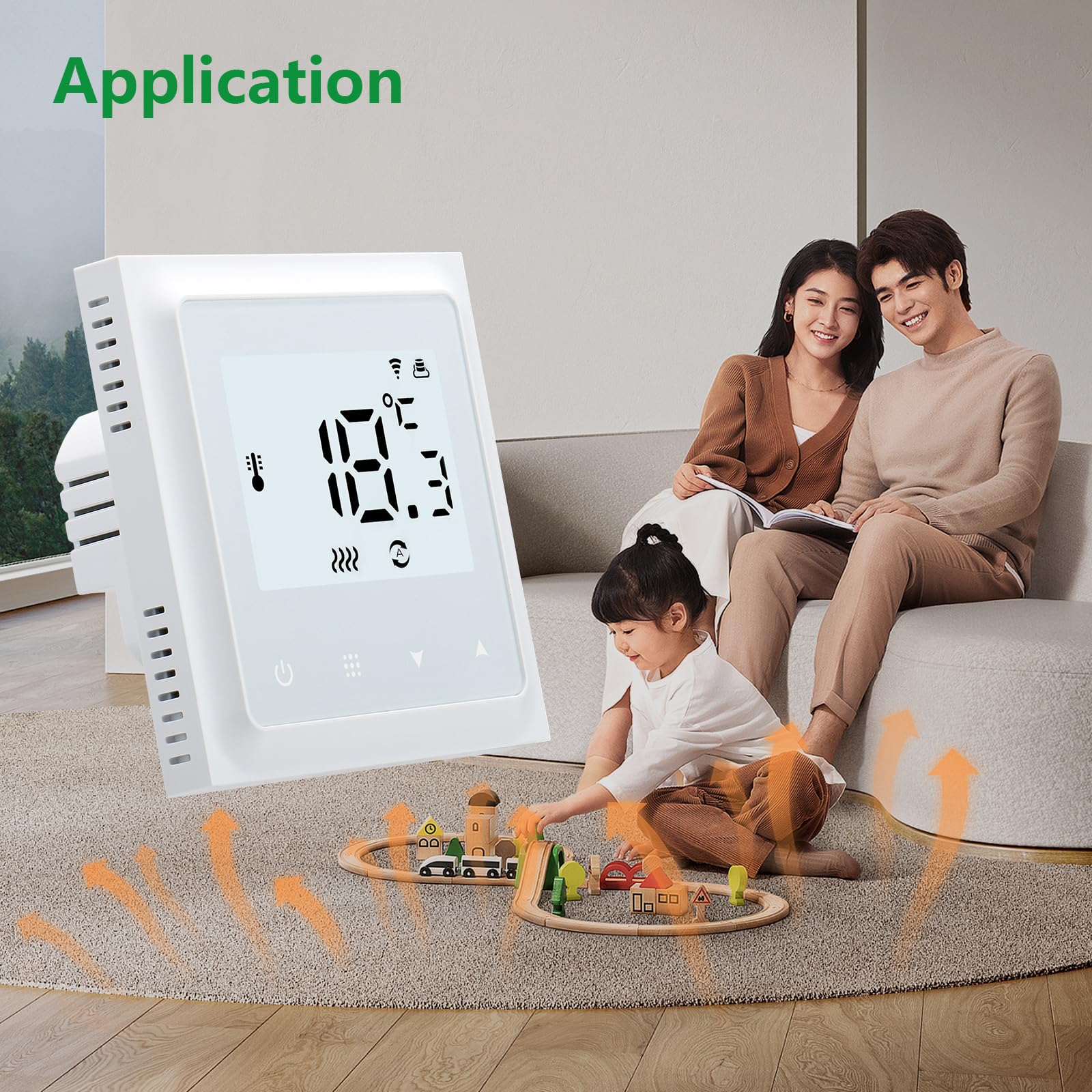 Wengart Termostato WiFi Inteligente WG011, Modo Calor/Frío para Suelo Radiante Y Aerotermia, Detección De Ventana Abierta, Compatible con Tuya Smart Life, Alexa Y Google Home, AC230V 3A, Blanco