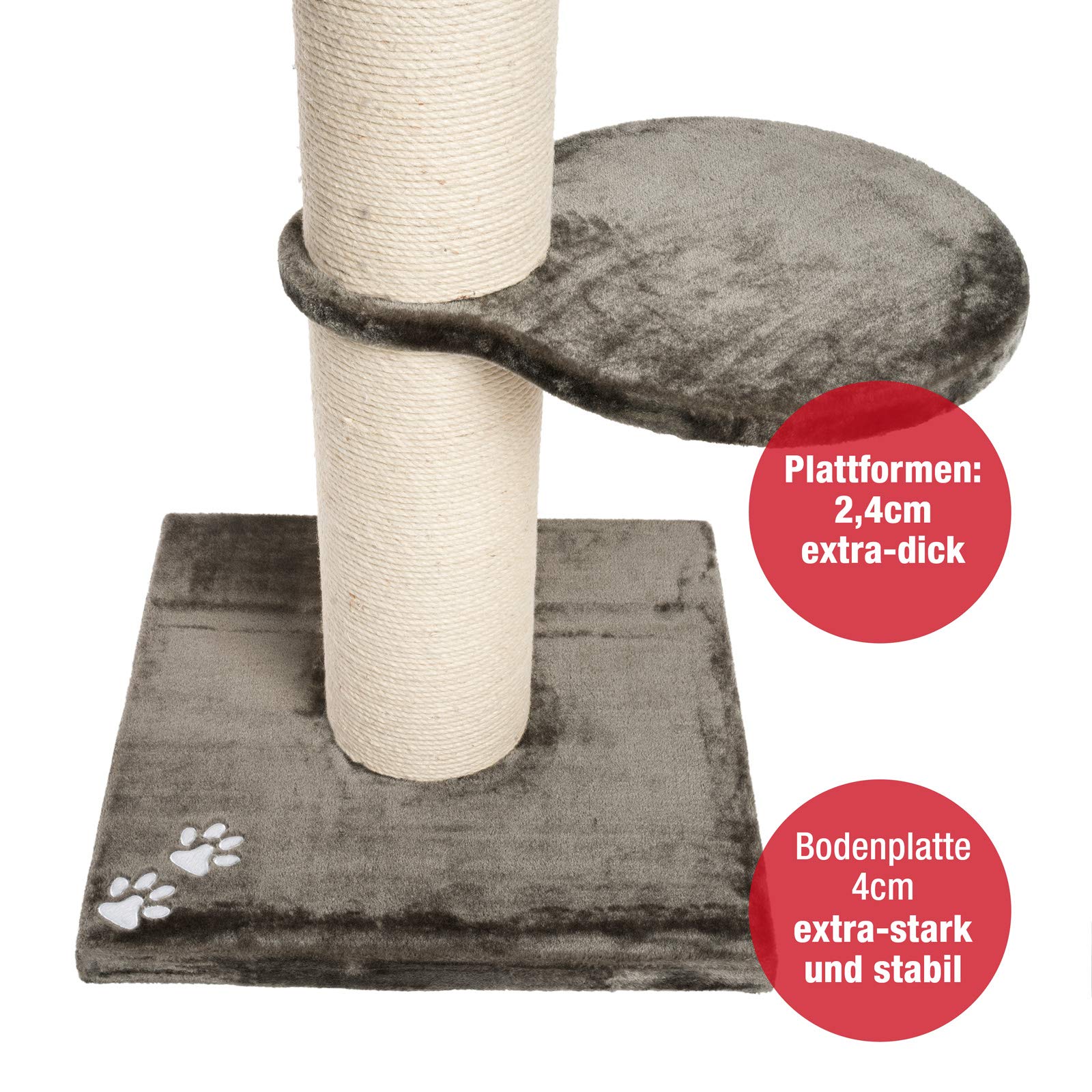 JAMAXX Premium 155cm XXL Kratzbaum für große schwere Katzen 20cm extra-starker Stamm, 4cm Starke Bodenplatte, extra-Dickes Kuschel-Plüsch, Kletterbaum Katzenbaum Grau-Braun