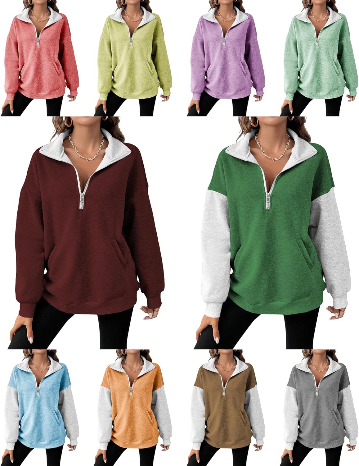 MARSVOVO Sweatshirts for Women Trendy Plus Size Half Zip Up Comfy Sweatshirt Fall Winter Cute Tops with Pockets - Image 5