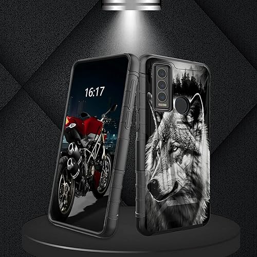 Miniatura 351 de AT&T Calypso 2 (U319AA) Funda con protector de pantalla de vidrio templado resistente con función atril integrado para debut de críquet, ciervo