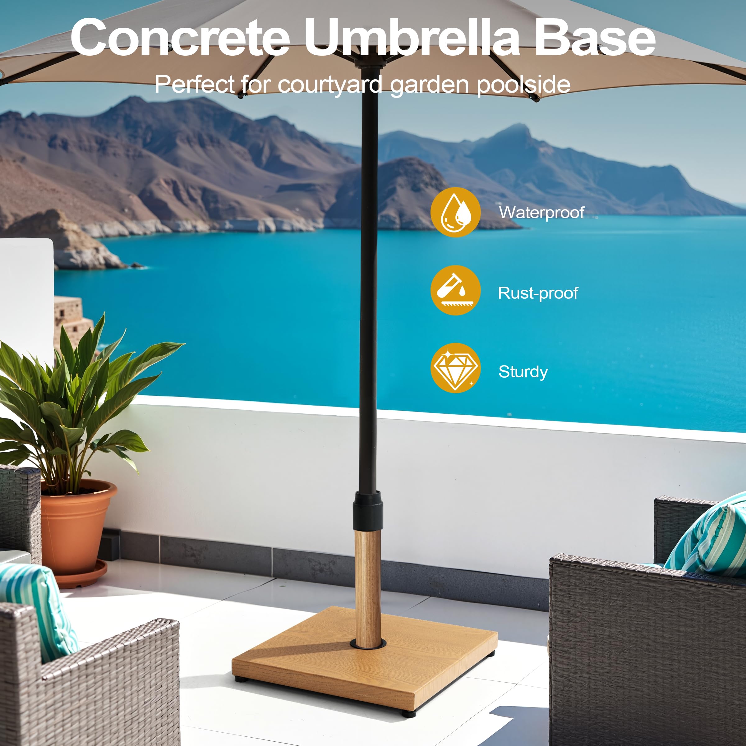best windy balcony patio umbrella stand windy Amazon.com : JOINHOM 45lbs Patio Umbrella Base, Heavy Duty Fringe Umbrella  Stand Pre-Filled Concrete, No Sand/Water Needed, Fits 6-12ft Market Umbrella,  Wind-Resistant for Deck, Poolside, Balcony : Patio, Lawn & Garden