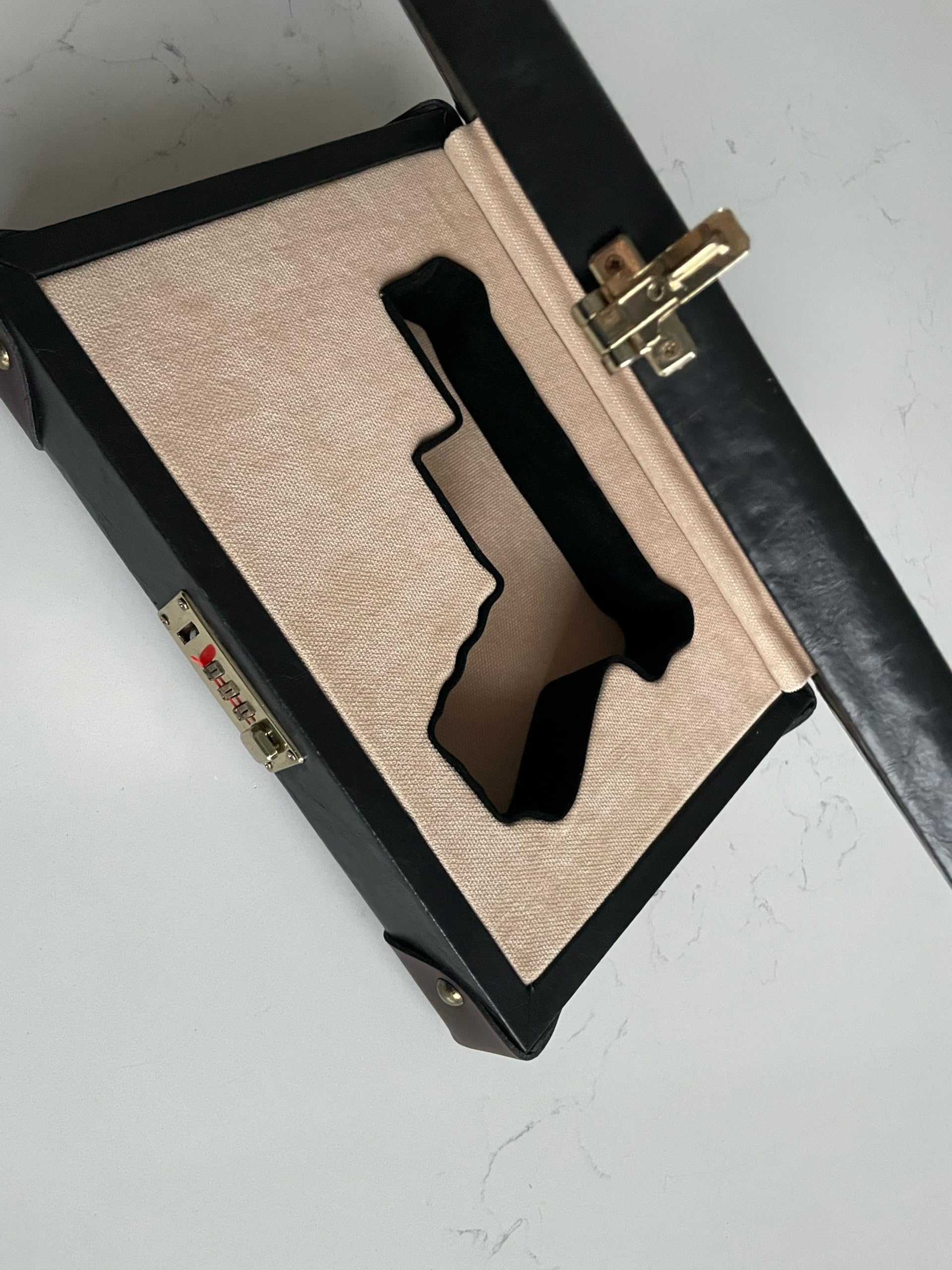 secret concealment hidden gun safe and lock home decor piece pistol storage Vintage Wood and leather handgun box- handmade - custom made-order yours gift idea hide away