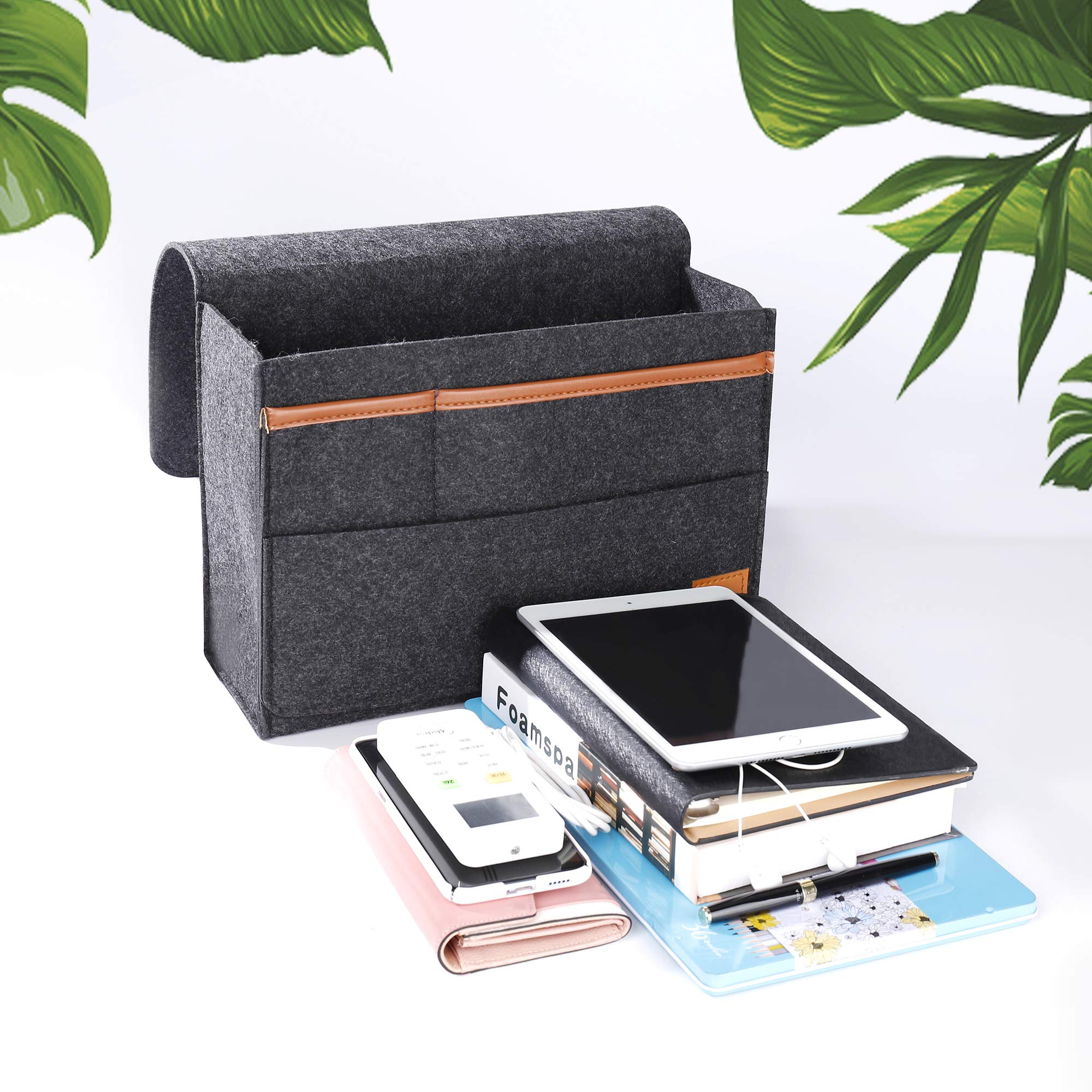 Organizzatore Da Letto In Feltro Con Tasche - Porta Telefono, Riviste, Telecomandi - Foto 8