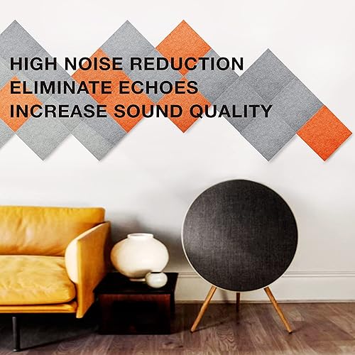 Miniatura 8 de Panel de absorción acústica, 12” x 12” x 0.4”, panel de aislamiento acústico, paneles cuadrados aislantes.