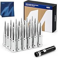 Orion Motor Tech M14x1.5 Chrome Spike Lug Nuts 24 Pack - 60° Conical Seat for Chevy Silverado, Ram 1500, Ford F-150, GMC Sierra