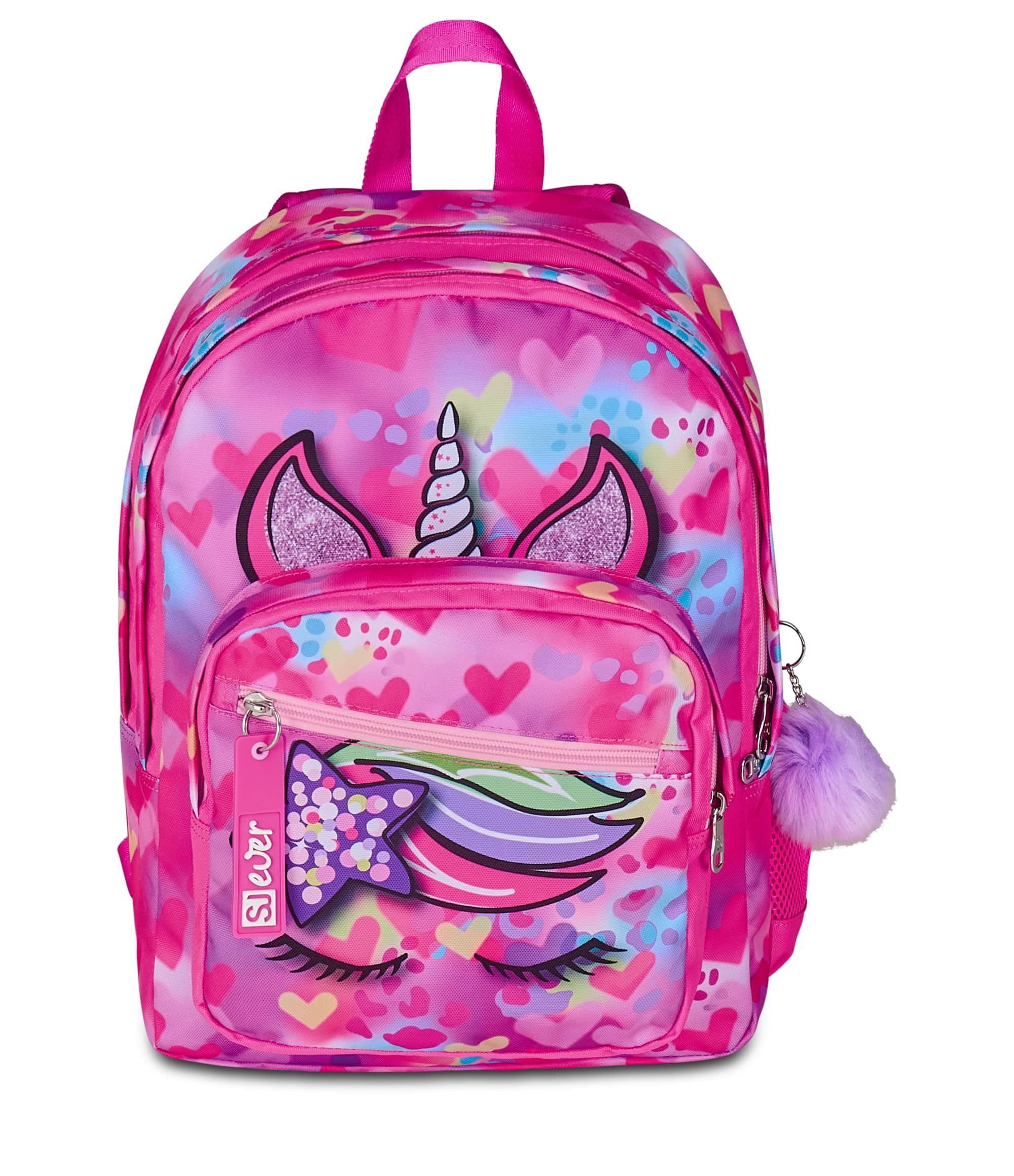 SJ GANG STYLE JAM GANG Zaino Scuola Zaino Doppio Scomparto SJ Ever, Fucsia, Zaino Doppio Scomparto e Tasca per Borraccia, 30 L, Zaino Scuola Elementare e Media, Zaino Bambina