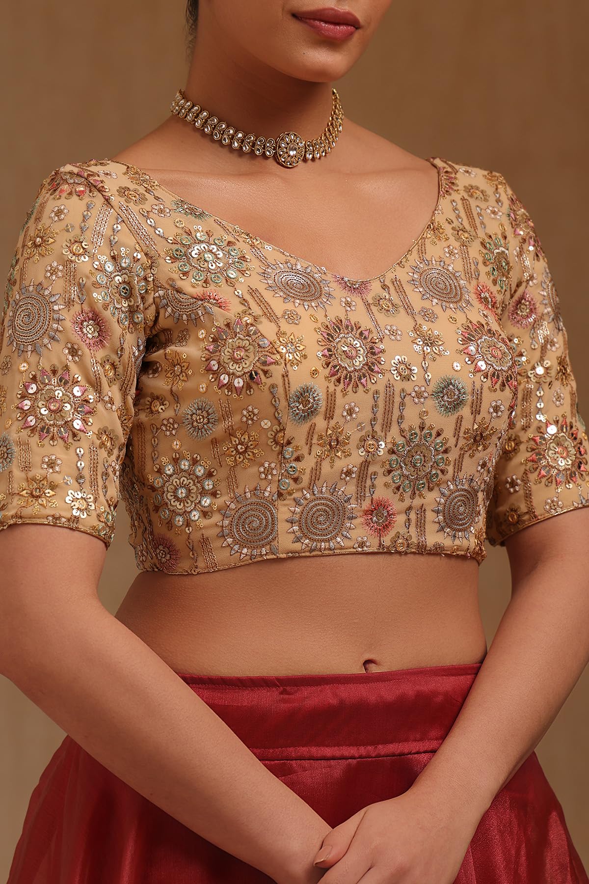 Soch Camicetta imbottita da donna in georgette ricamata con paillettes