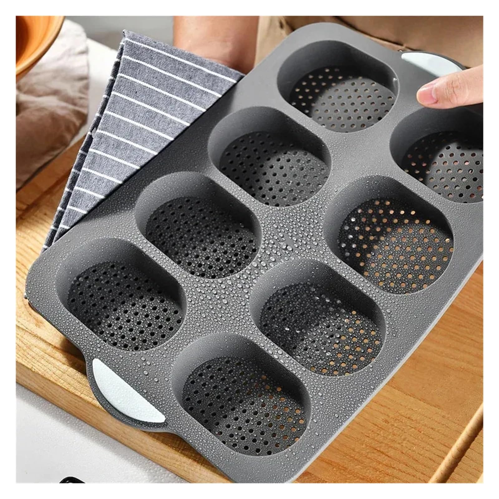 Backform for die Küche ; | Silikon, antihaftbeschichtet, verbrühungshemmend, ofenfest, Baguetteblech, leicht zu reinigen(2Pcs Grey Mix)