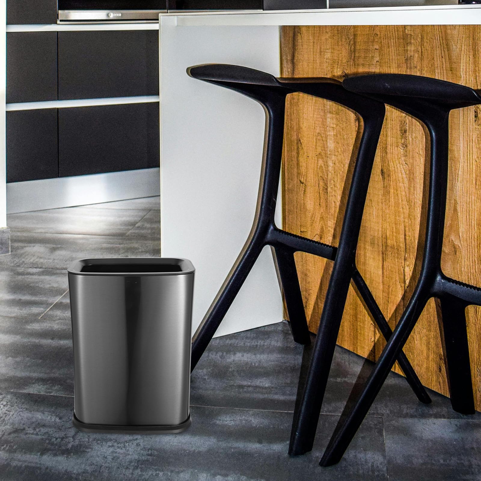 NUOBESTY Cubo de Basura con Doble Cubo de Acero Inoxidable y Tapa Abierta