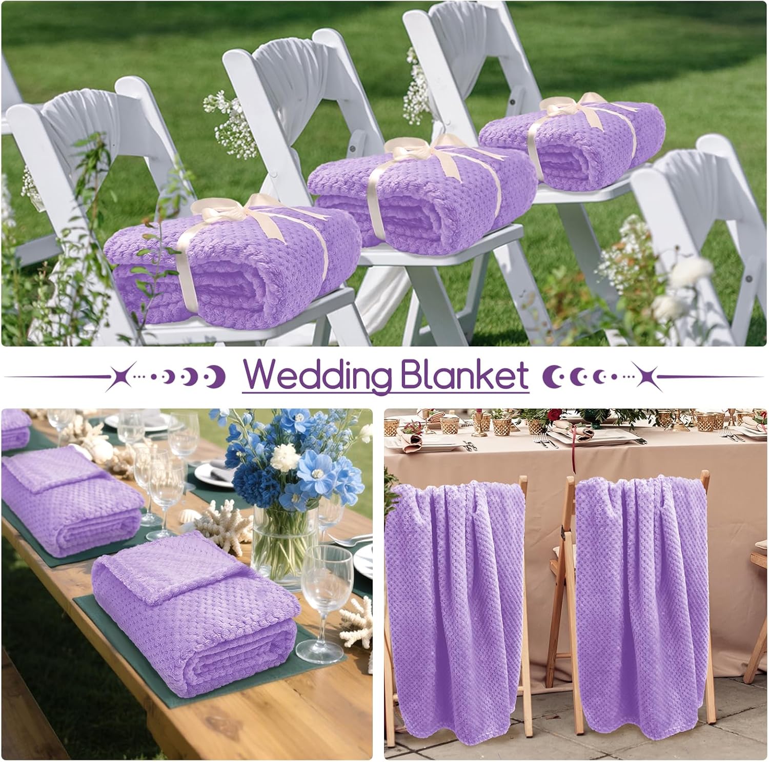 4 Pack Fleece Throw Blankets 50x60 Inches - Oeko-Tex Certified 100, 270 GSM Ultra Soft Plush for Bed, Couch and Cozy Gifts. 3D Waffle Texture, No Shedding No Pilling All Season (Lavender)