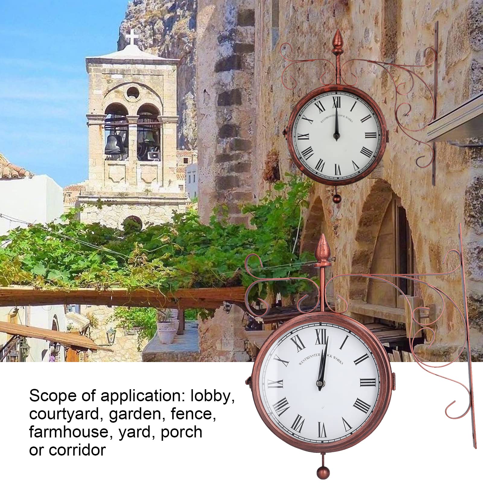 Lazmin112 Reloj DE Pared Vintage Grand Central Station, PRÁTICO Y CONFIAVIABLE Reloj DE Pared Retro DE DE Doble Cara ELECTÓNICO DE para Sala DE Estar DE Bolsillo