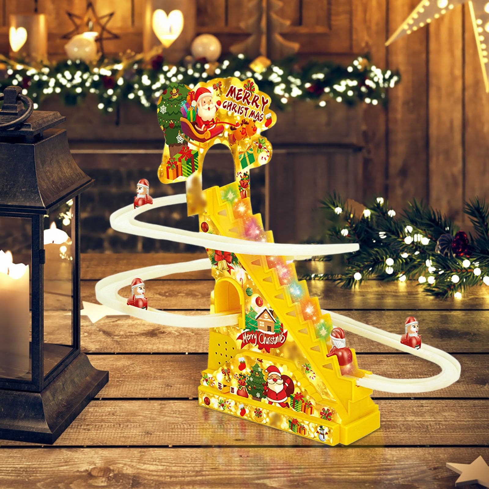 Genérico Regalo Festivo Juguete de Escalada de Papá para Navidad, Juego Carreras Escalada Papá, Juguete automático para Subir escaleras con Luces LED, Juguetes Musicales, Juguetes (C, 20X25X6cm)