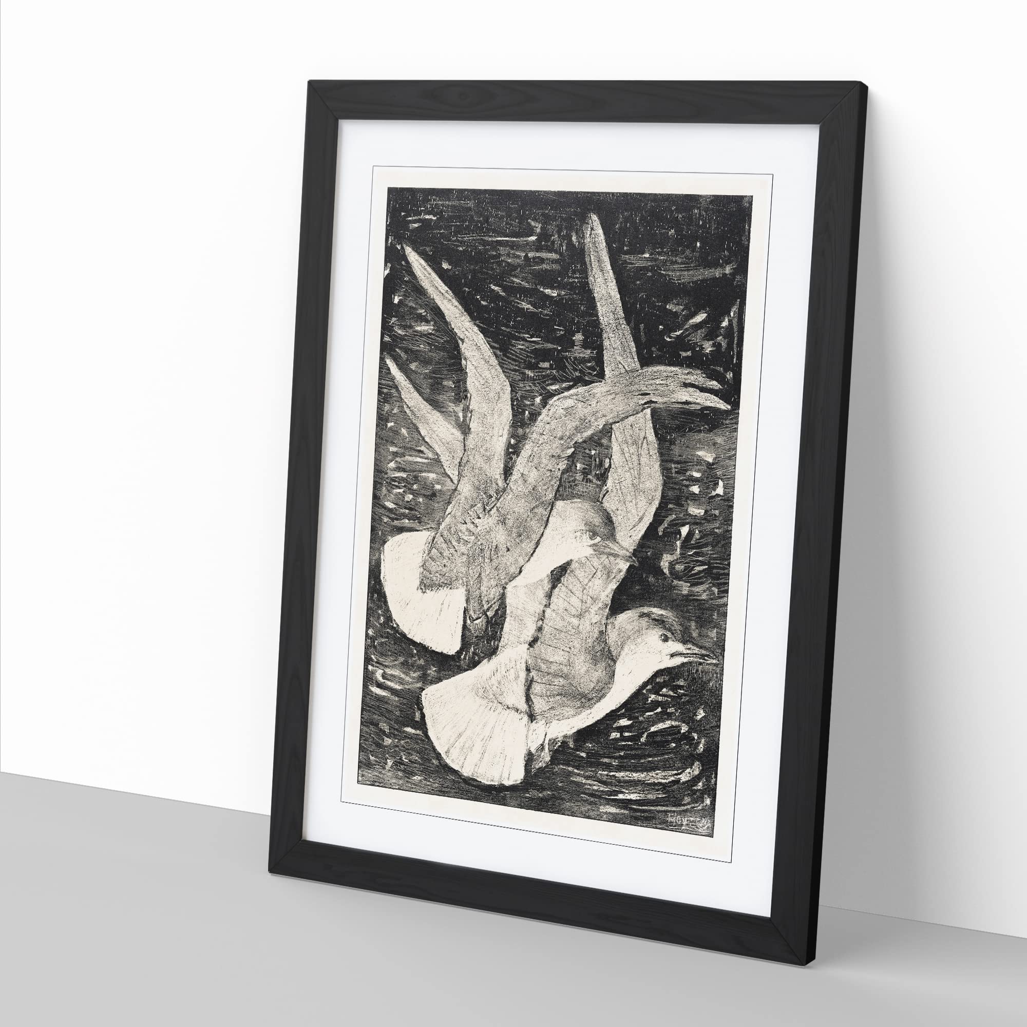 Two Flying Seagulls By Theo Van Hoytema Classic Painting Framed Wall Art Print - Image 3