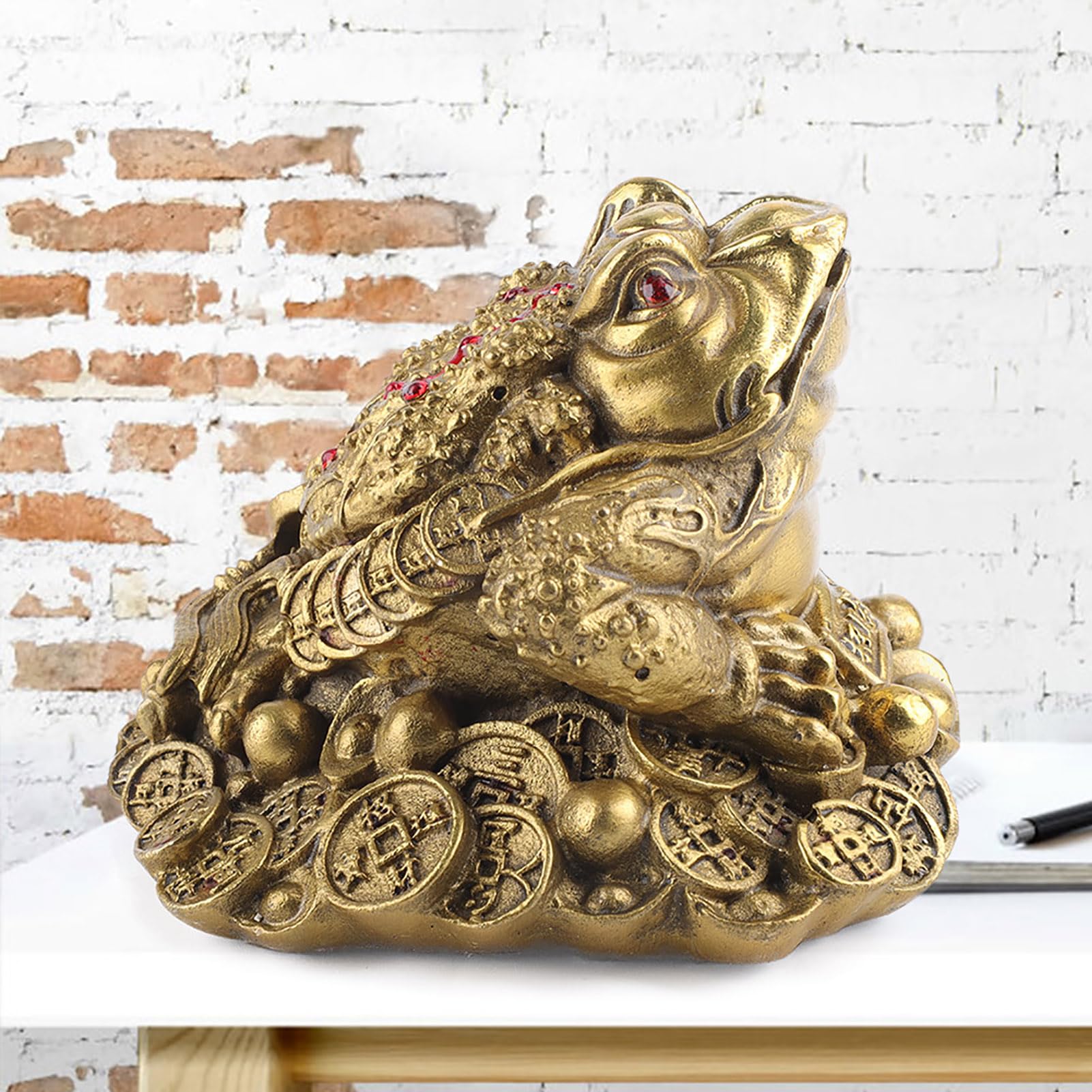 Geldfrosch Messing Glückskröte Feng Shui Dreibeiniger Reichtum Traditioneller Frosch für Wohlstand Home Office Feng Shui Dekor((1))