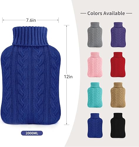 Miniatura 8 de Samply - Bolsa de agua caliente con funda tejida (2 L), 2L, Rojo, 1