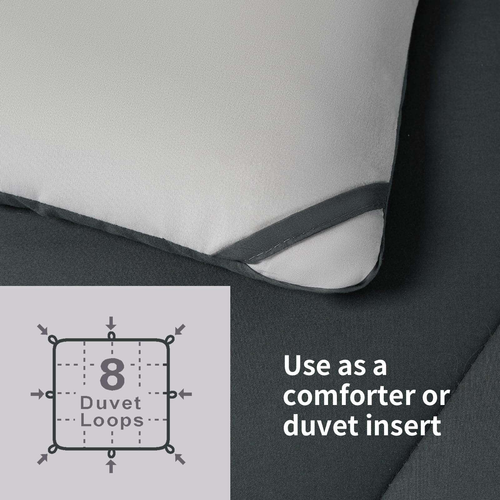 beeweed Piumino Letto Matrimoniale Maxi 4 Stagioni 240x260, Reversibile Piumone Autunnale Invernale 240x260cm - Coperta Trapunta 260x240 di Microfibra Sintetico 300 GSM, OEKO-TEX, Con 2 federa(40X80)