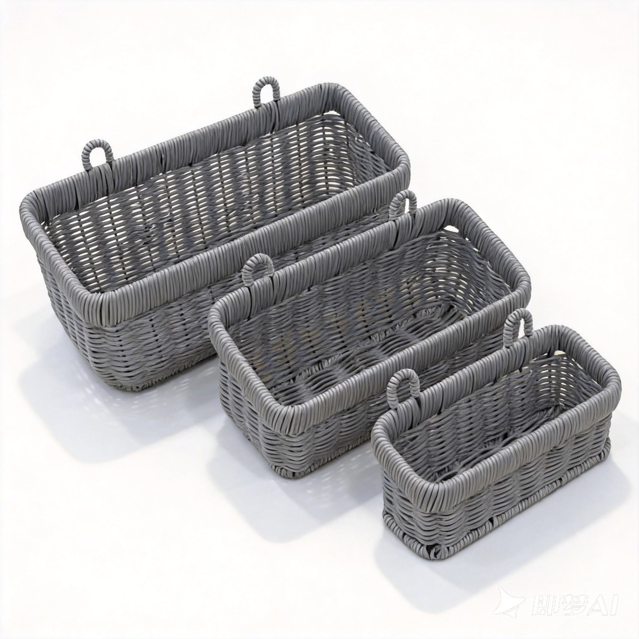 Hanging Wall Baskets,Woven Storage Basket, Wicker Wall Mounted Storage Baksets for Kitchen Bathroom Living Room Porch, for Wall Door Organizing/Decor (Grey, S/M/L)