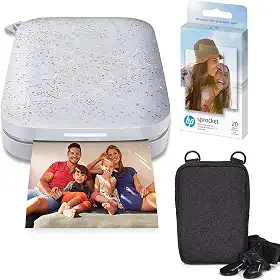 HP Sprocket Impressora fotográfica colorida instantânea portátil 2x3 (Luna Pearl) Pacote de papel Zink
