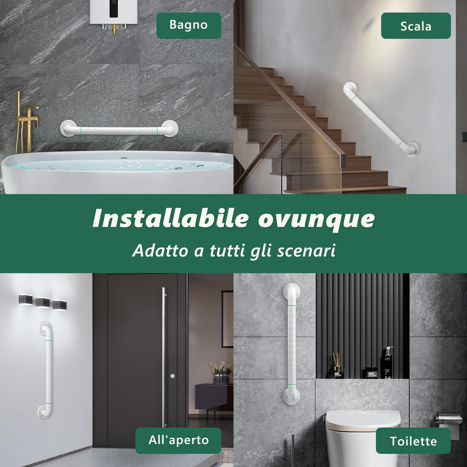 2 x 50 cm Maniglia per doccia – Maniglia in acciaio inox