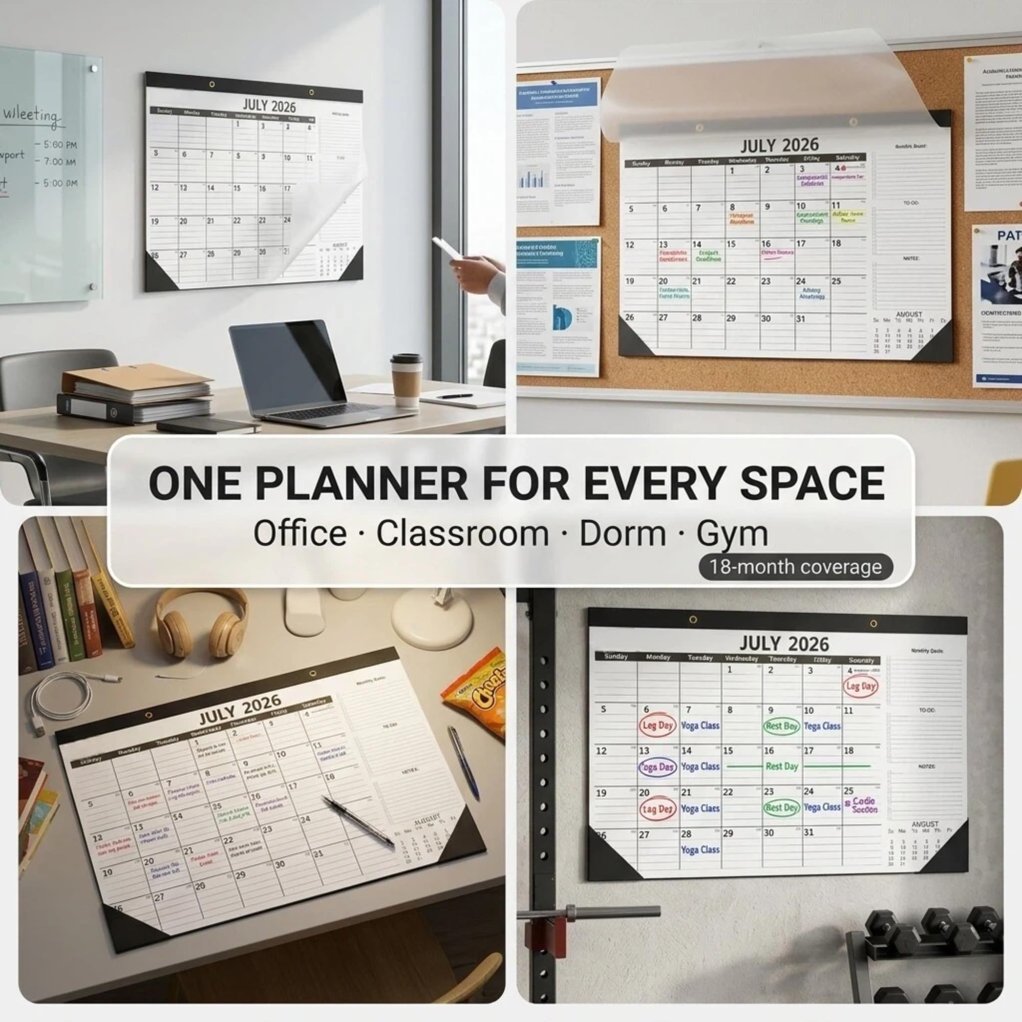 Tischkalender 2026–2027 (3er-Pack) – Juli 2026 bis Dezember 2027–18 Monate – 43,2 x 30,5 cm, professioneller Vorteilspack-Kalender 2026–2027 mit 120 g/m² dickem Papier.