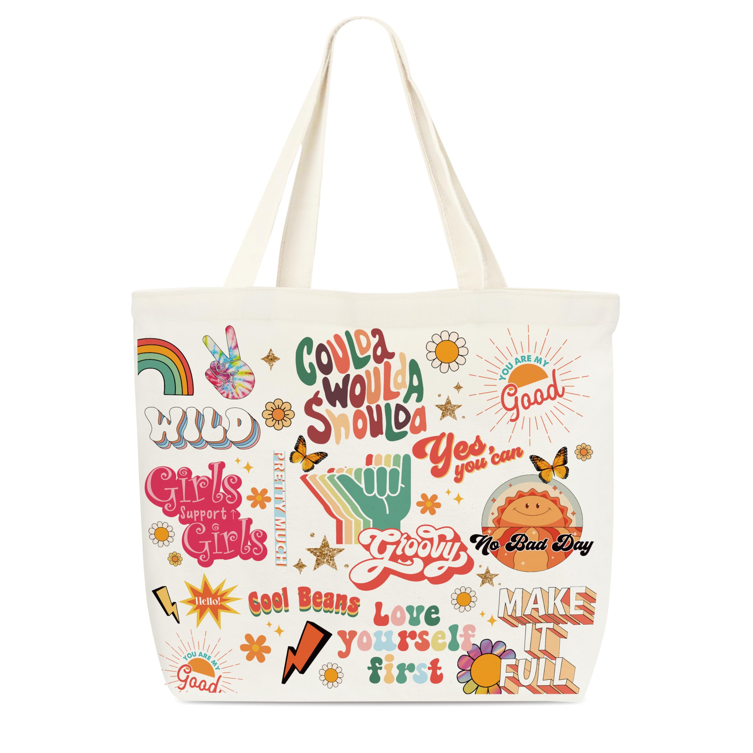 Dr.Baner Canvas Tote Bag, Boho Groovy Book Tote Bag, Inspirational Gifts, Funny Library Totes, Reusable Grocery Shopping Bags, Shoulder Bag For Women