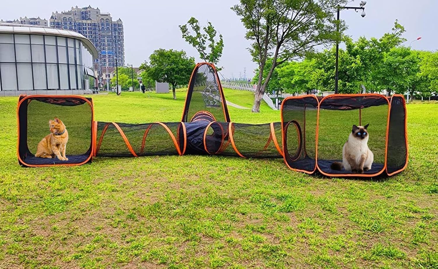 4 in 1 Pet Cat and Dog Tunnel Tent with Cat Tunnel DIY in Multiple Foldable Pet Tent Outdoor Pop Up Pet Playpen Cage Fences House (Styles 8)