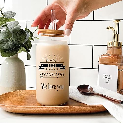 Miniatura 8 de Vaso de vidrio personalizado con popote y tapa, regalos con monograma para mujeres, taza de vidrio personalizada de 16 onzas, tazas de café helado