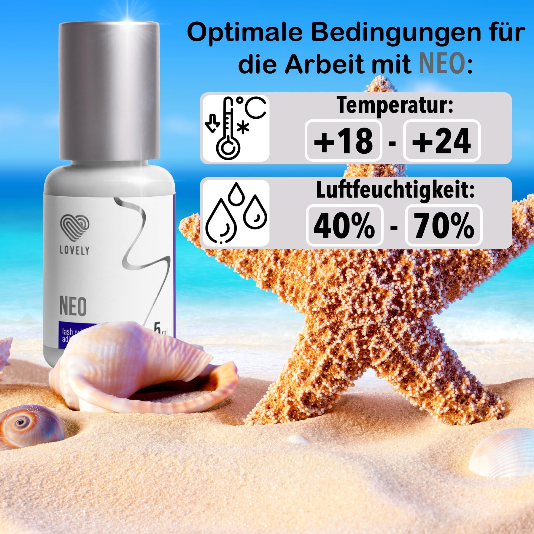 LOVELY NEO pegamento de pestañas, 5ml negro - pegamento liquido y rapido, tiempo de secado INMEDIATO - 8 semanas de adhesion - muy elastico, muy fuerte - para extensiones de pestañas profesionales