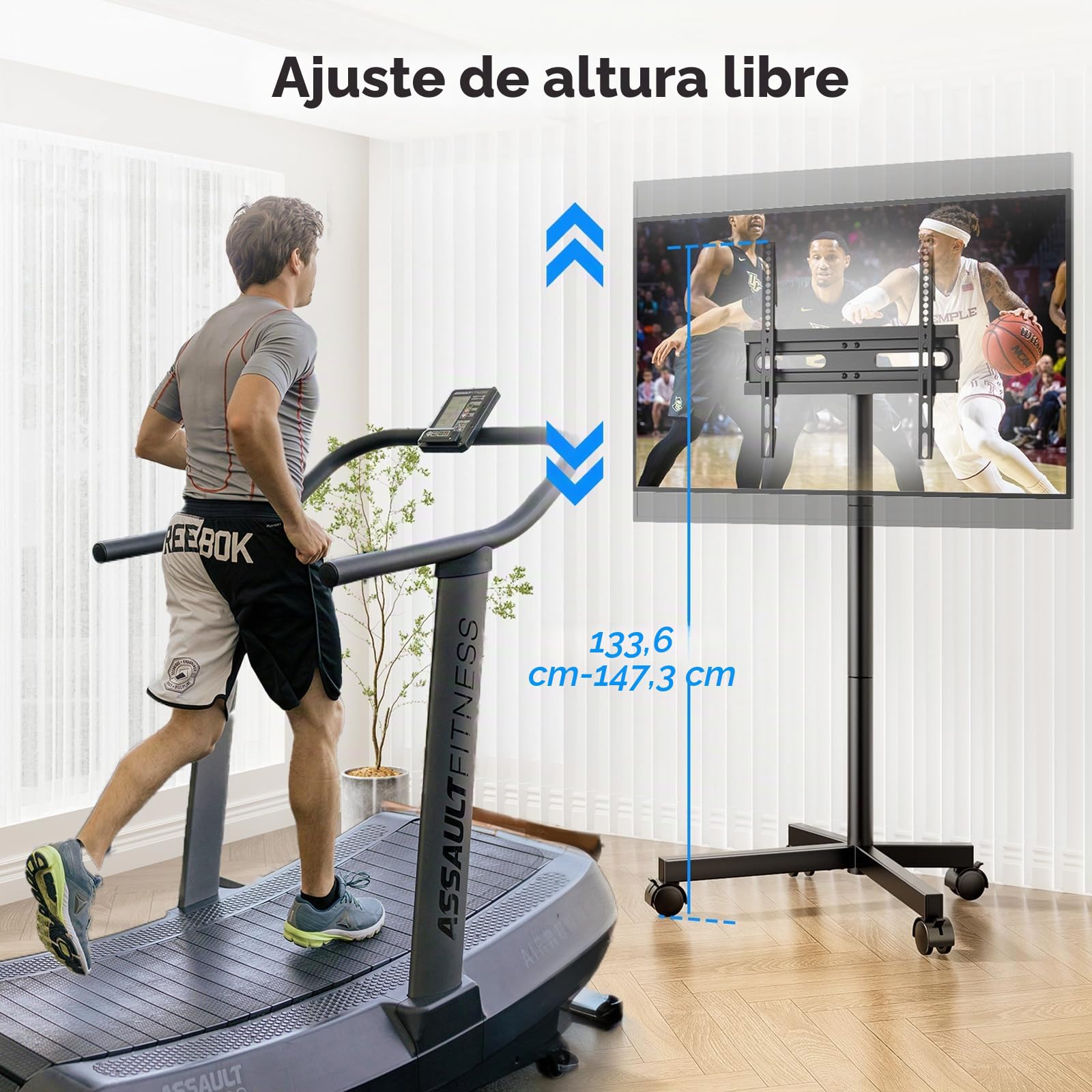 Soporte TV Ruedas para Television de 27 a 60 Pulgadas - Soporte TV Pie Móvil Altura Ajustable | MAX Vesa 400x400mm 40 KG