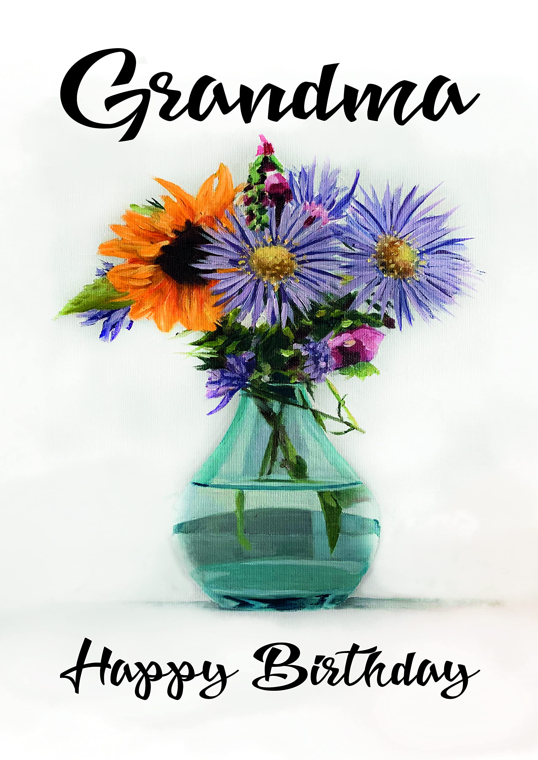 James Coates Grandma Birthday Card with Flowers from Grandson or Granddaughter, A5 Size