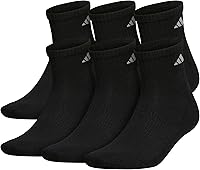 adidas Men's Athletic Cushioned Quarter Socks 6-Pack: Arch Support, Moisture-Wicking Ankle Socks for Running & Gym