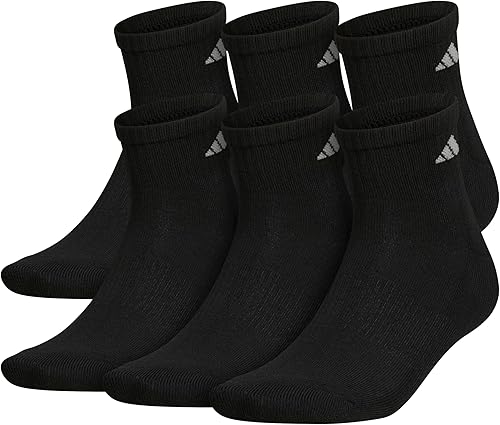 adidas Calcetines tobilleros para hombre, atléticos acolchados de un cuarto de ajuste, paquete de 6, duraderos, cómodos, refrescantes, con compresión